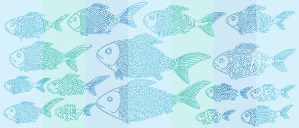 Sea fish pattern, vector illustration  - Vector, Imagen