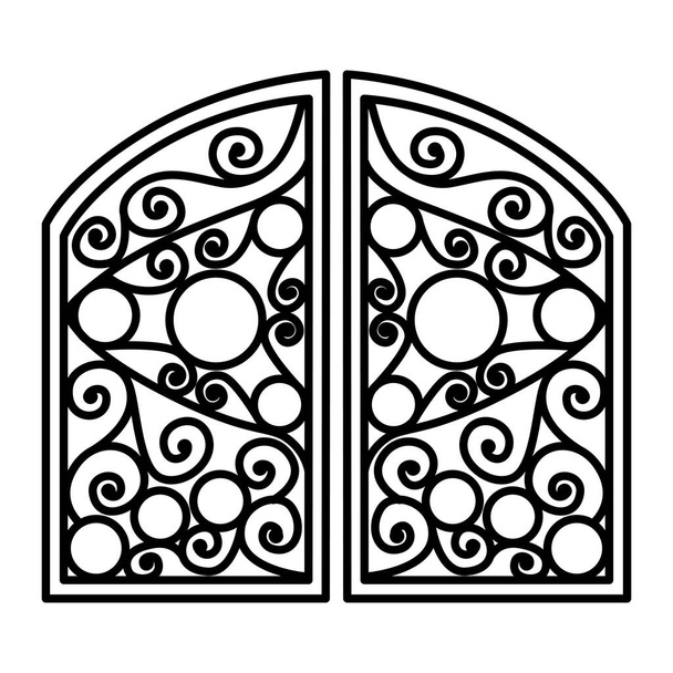 Gate with a picture. The gate has curls and curves. - Vector, Image