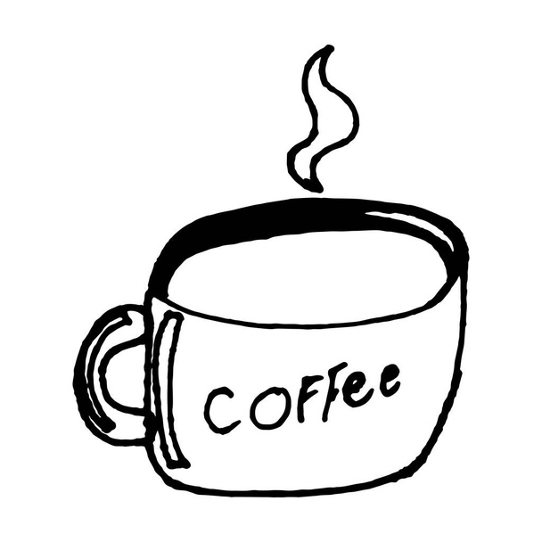 Drawing of a cup with the word "coffee" - Вектор, зображення