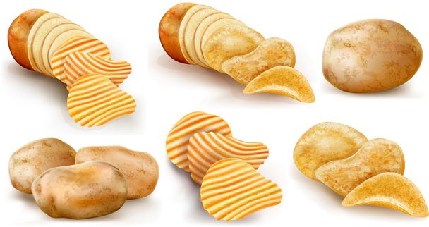 potatoes and chips collection - Vector, Image