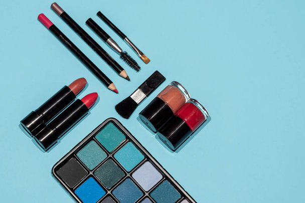 Makeup, lipstick and brushes ready to use - 写真・画像
