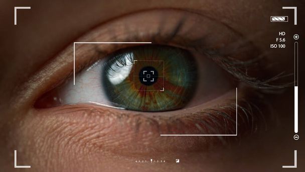 Sistema de reconocimiento de ojos macro que comprueba la retina del usuario tomando fotos verificando - Foto, imagen