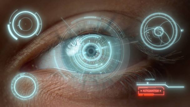 Macro vision scanning health process inspecting astigmatism with biometrics  - Valokuva, kuva