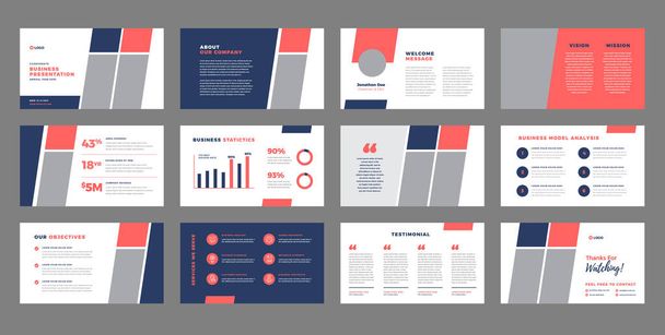 Business Presentation Brochure Guide Design or Pitch Deck Slide Template or Sales Guide Slider - Vector, Image