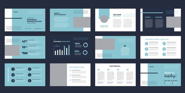 Business Presentation Brochure Guide Design or Pitch Deck Slide Template or Sales Guide Slider - Vettoriali, immagini