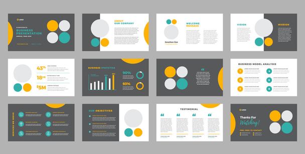 Business Presentation Brochure Guide Design or Pitch Deck Slide Template or Sales Guide Slider - Vector, Image