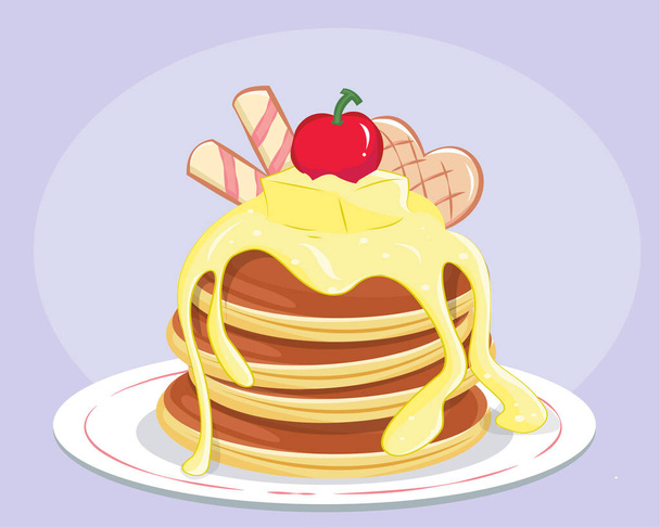 Little Berry Pancakes Hand Drawn Art Print Pancake Art Pancake Art Print  Food Art Print Cute Food Art Cute Pancake Drawing 