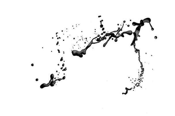 Splash of black fluid on white background - 写真・画像