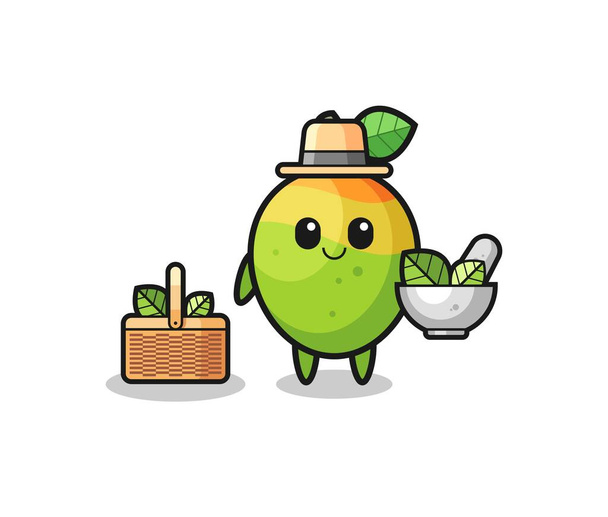 mango herbalist cute cartoon , cute design - Vector, Image