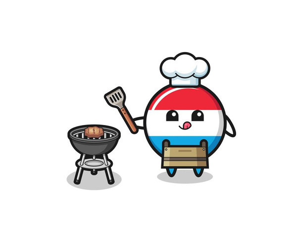 luxembourg barbeque chef with a grill , cute design - Wektor, obraz