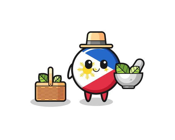 philippines flag herbalist cute cartoon , cute design - Vektor, obrázek