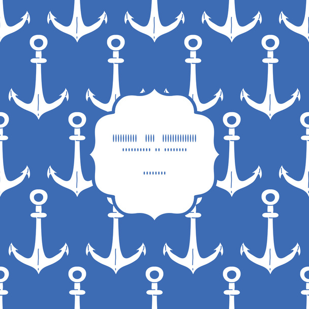 Vector anchors blue and white frame seamless pattern background - Vektori, kuva