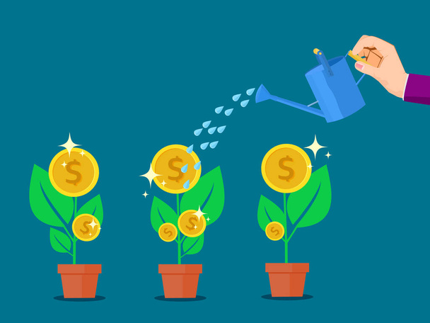 Cultivation of cash profits. Career Growth and Financial Success - Вектор,изображение