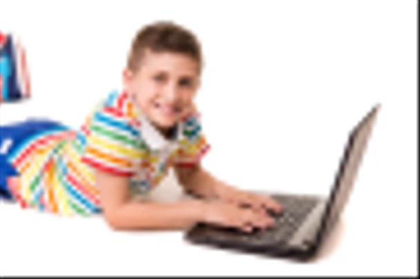 Kid using a computer - Photo, Image