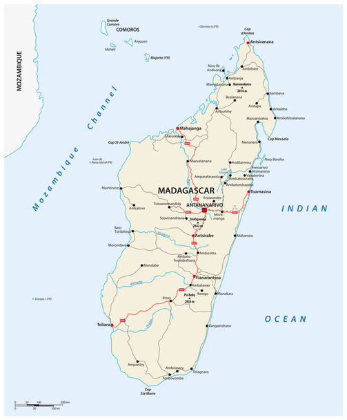 roteiro do país insular africano de Madagáscar - Vetor, Imagem