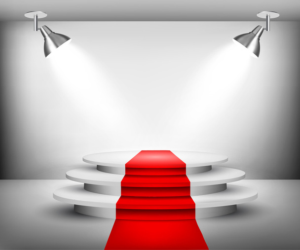 Showroom with red carpet. Vector. - Vector, Image