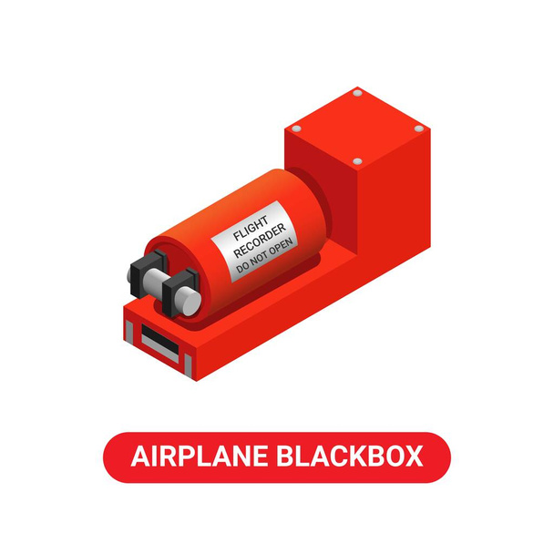 Avión Black Box. dispositivo registrador de vuelo para descubrir la causa de los accidentes aéreos ilustración de objetos en vector isométrico - Vector, Imagen