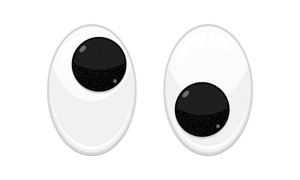Plastic toy safety wobbly eyes flat style design vector illustration isolated on white background. - Vector, Image