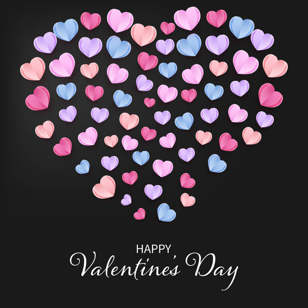 Happy Valentine's Day with Colorful Hearts Illustration - Вектор,изображение