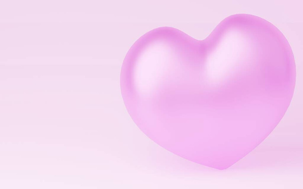 3DCG, pink heart with valentine letters, copy space on the left - Photo, Image