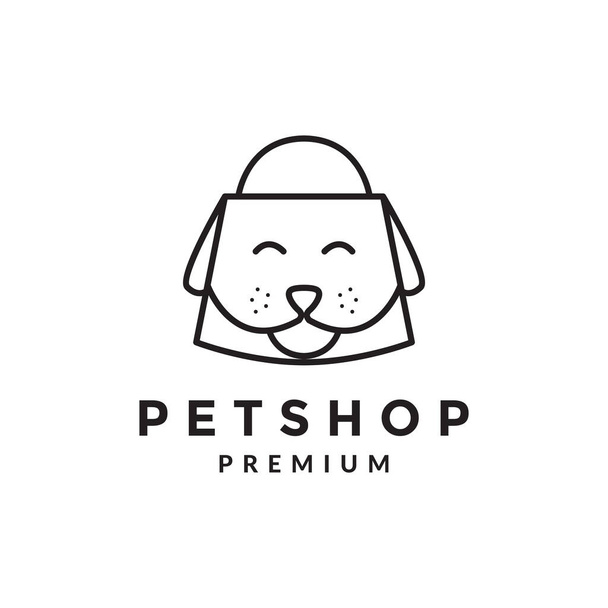 τσάντα αγορών με το λογότυπο πρόσωπο σκύλου σχεδιασμό διάνυσμα γραφικό σύμβολο εικονίδιο εικόνα δημιουργική ιδέα - Διάνυσμα, εικόνα