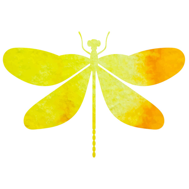 flying dragonfly watercolor silhouette, icon - Vector, afbeelding