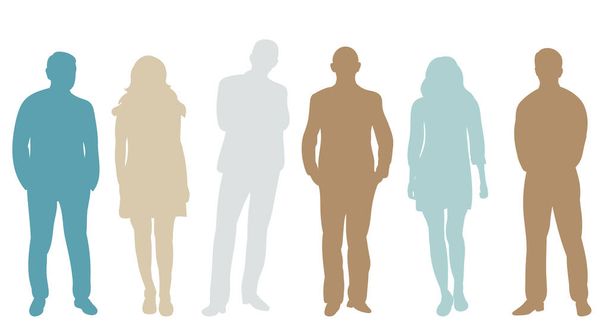 people group silhouette, isolated, vector, icon - Vektor, kép