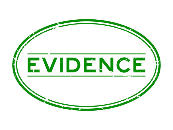 Grunge palabra de evidencia verde sello de goma ovalada sello sobre fondo blanco - Vector, imagen
