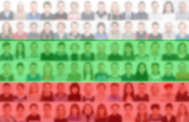 Portraits of many people on the background of the flag of Bulgaria. The concept of the population and demographic state of the country. - Fotó, kép