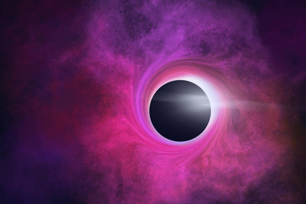 3d illustration of Black hole in the cosmic background - Photo, Image