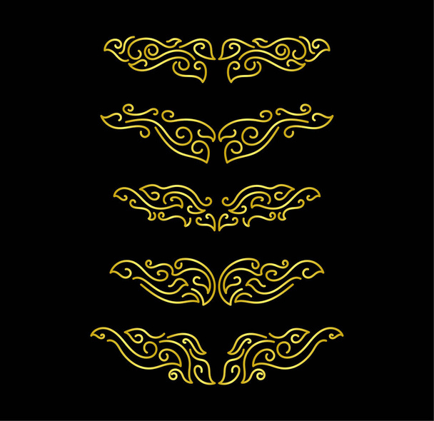 golden floral ornament on black background - Vektör, Görsel