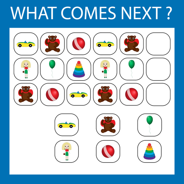 Oktatási tevékenység a gyermekek számára - a színes játékok logikai láncolatának létrehozása. Melyik állat a következő?? - Fotó, kép