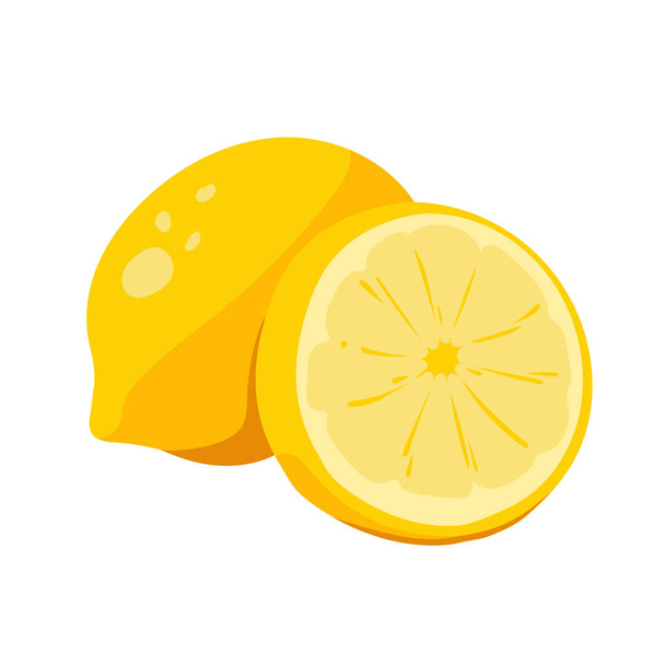 fresh lemon sliced. the tropical fruits illustration collection in vector design. healthy, juicy, and sour food. colorful fruit animation isolated on white background. - Vektor, kép