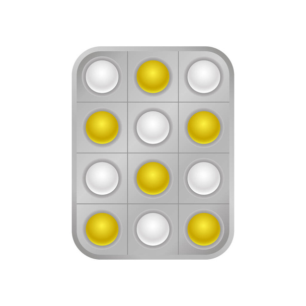 Virus white yellow pill tablet medical help icon - Vetor, Imagem