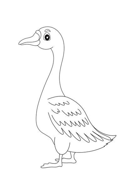 Goose Black Outline Coloring Book for Kids - Photo, image