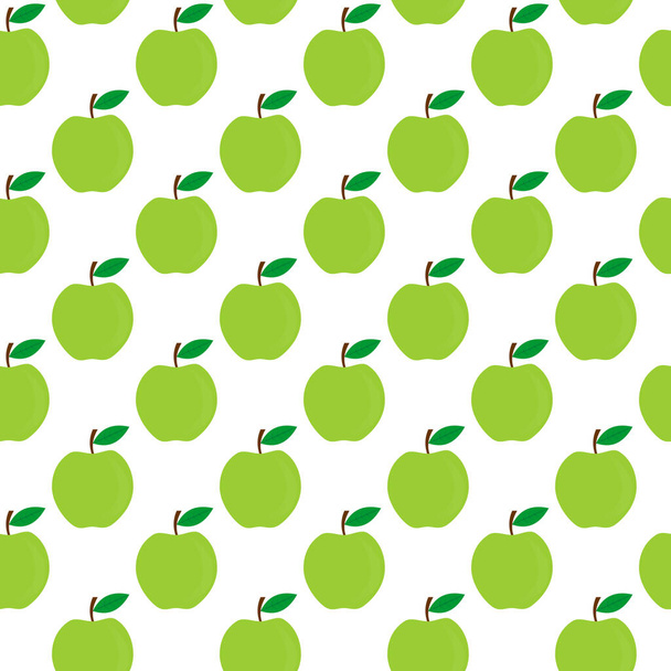 seamless pattern green apple fruit vector design. white background. design for wallpaper, backdrop, cover, print design and your design needs. - Vetor, Imagem