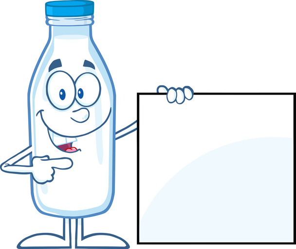 Усміхнена пляшка молока мультфільм персонаж показує порожній знак
 - Фото, зображення