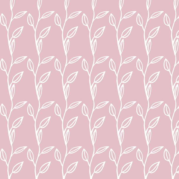 Seamless pattern with leaves herbal botanical vector illustration graphic background wallpaper elegant design floral print fabric textile paper scrapbook - Vector, imagen