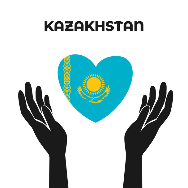 Pray for Kazakhstan Vector flat illustration on white background concept of Praying, mourning, humanity. - Vector, Image