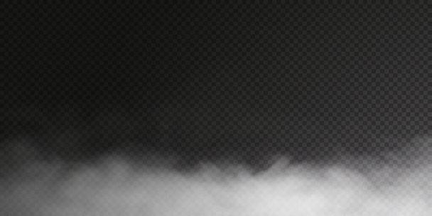 Bílý kouřový obláček izolovaný na průhledné černé - Vektor, obrázek