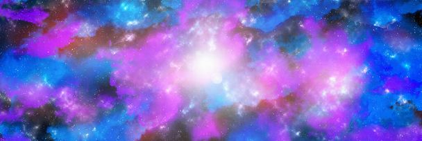 Vesmírné pozadí s hvězdným prachem a zářícími hvězdami. Realistický vesmír a barevná mlhovina. Barevná galaxie. 3D ilustrace. - Fotografie, Obrázek
