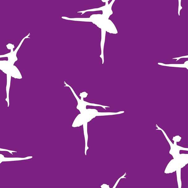 Seamless vector pattern of silhouettes graceful dancing ballerinas - Vector, Image