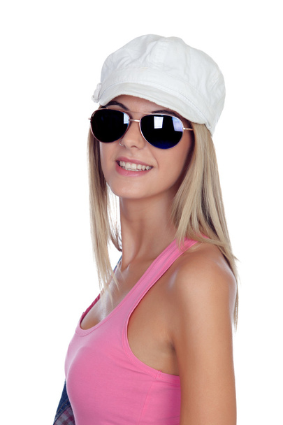 casual ξανθό κορίτσι με τα γυαλιά ηλίου - Φωτογραφία, εικόνα