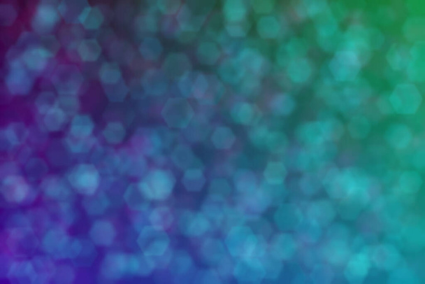 fialové a mořské zelené abstraktní rozostřené pozadí, šestiúhelníkový tvar bokeh vzor. - Fotografie, Obrázek