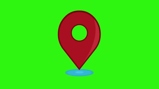 Yeşil renkli anahtar arkaplan üzerindeki GPS (küresel konumlandırma sistemi) simgesinin döngü canlandırması - Video, Çekim