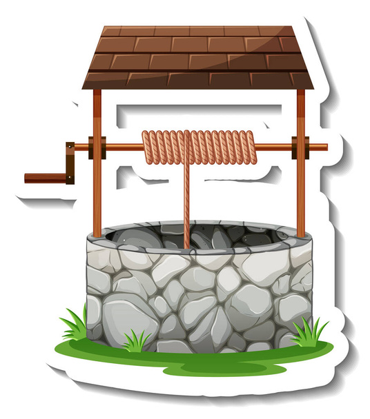 Isolated stone well in cartoon style illustration - Vektori, kuva