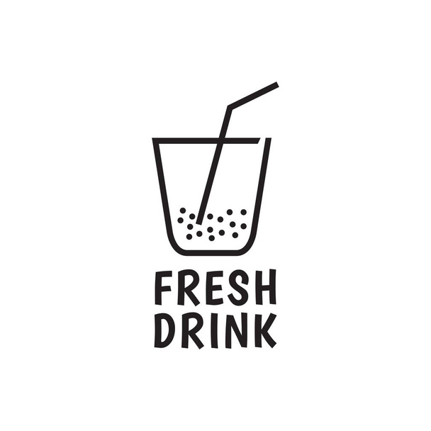 glass plastic with fresh drink boba logo design vector graphic symbol icon illustration creative idea - Vektor, Bild