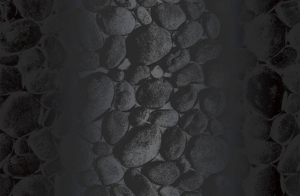 Luksusowe czarne metalowe gradientowe tło z zagrożonymi kamieniami, skałami, kamyczkami, fakturą makadamu. Ilustracja wektora - Wektor, obraz
