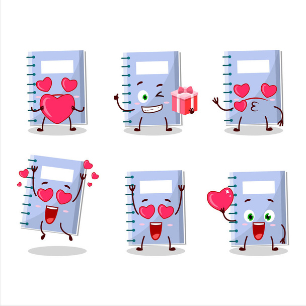 blue book cartoon character with love cute emoticon. Vector illustration - Вектор, зображення