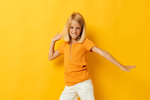 beautiful little girl blonde straight hair posing smile fun childhood lifestyle unaltered - 写真・画像